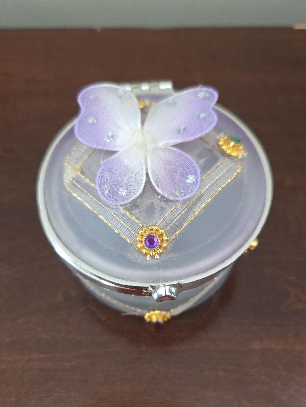 Delicate Purple Butterfly Trinket Box